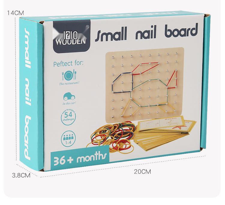 Montessori Geometric Pegboard: Creative Early Education Math Development Wooden Toy for Children.