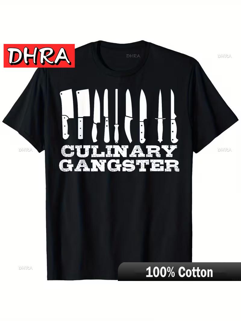 Unisexs Culinary Gangster Chef Cooking TShirt 100 Cotton LooseFit Black with Featuring Graphic Print Gothic Comfy Breathable 4XL