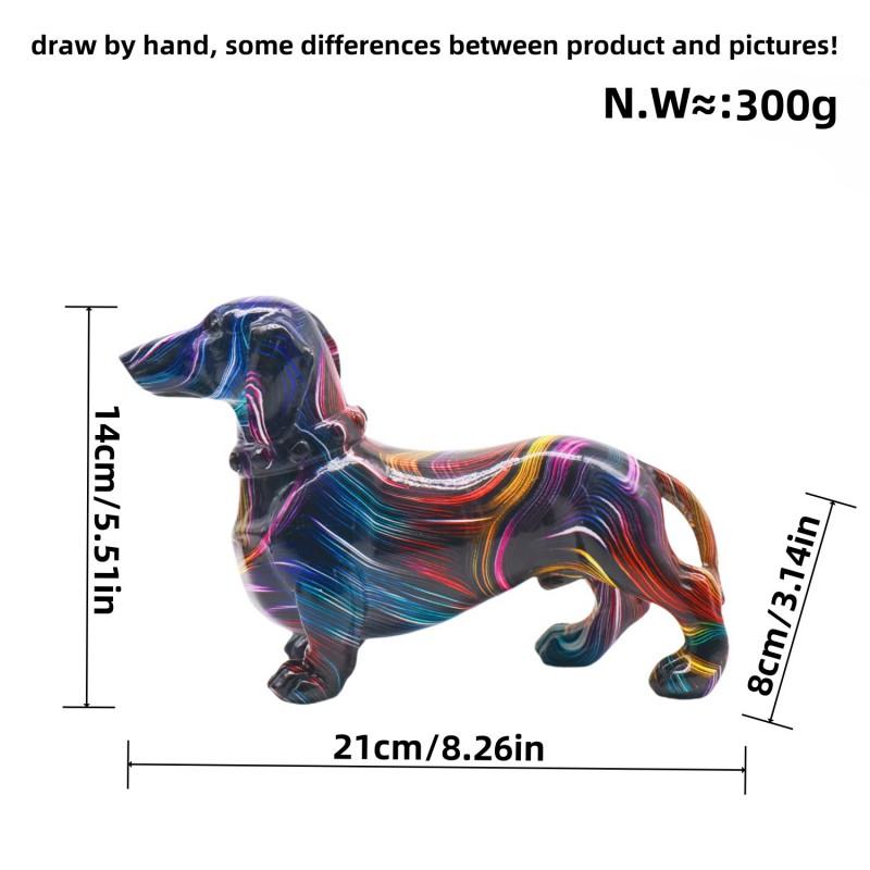Colorful Dachshund Figurine Decorative Ornament Home Office Desk Cabinet Display European Style Resin Craft Gift