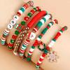 Women's Holiday Snowman & Letter Beaded Bracelet Set: Colorful Polymer Clay Christmas Gift