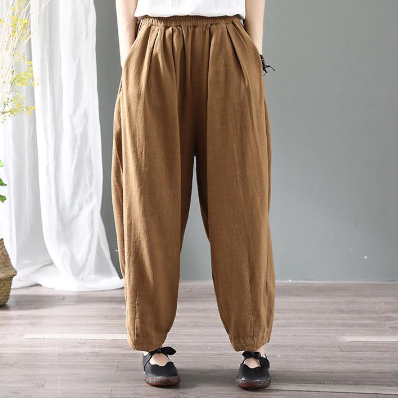 

Nessaj Широкие брюки Повседневные свободные женские брюки из хлопка и льна с высокой талией Свободные брюки