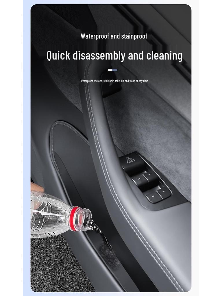 Tesla Model Y 6-Seater Door Slot Leather Storage Box & Interior Protection Accessories