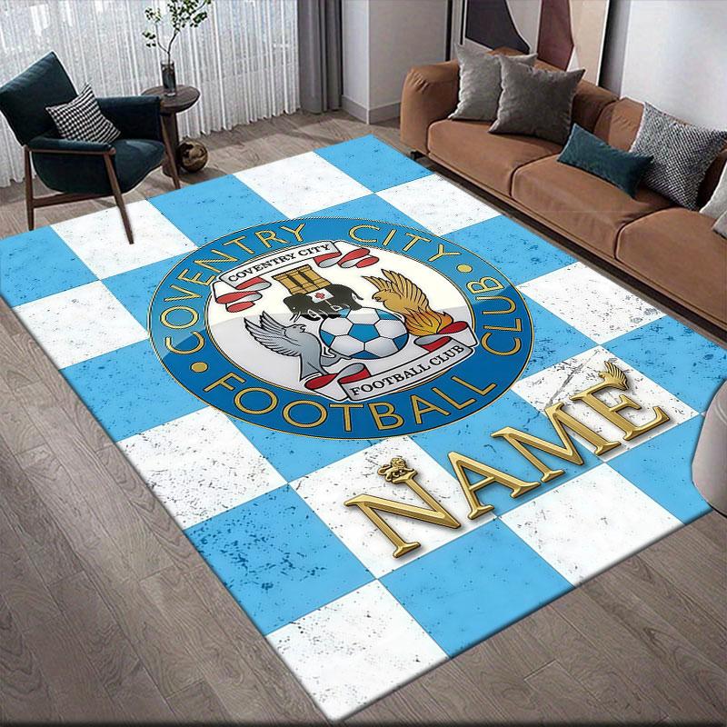 Custom Name,Coventry City Home Sofa Decoration for Living Room & Bedroom, Non‑Slip Play Flannel Floor Mat for Game Room