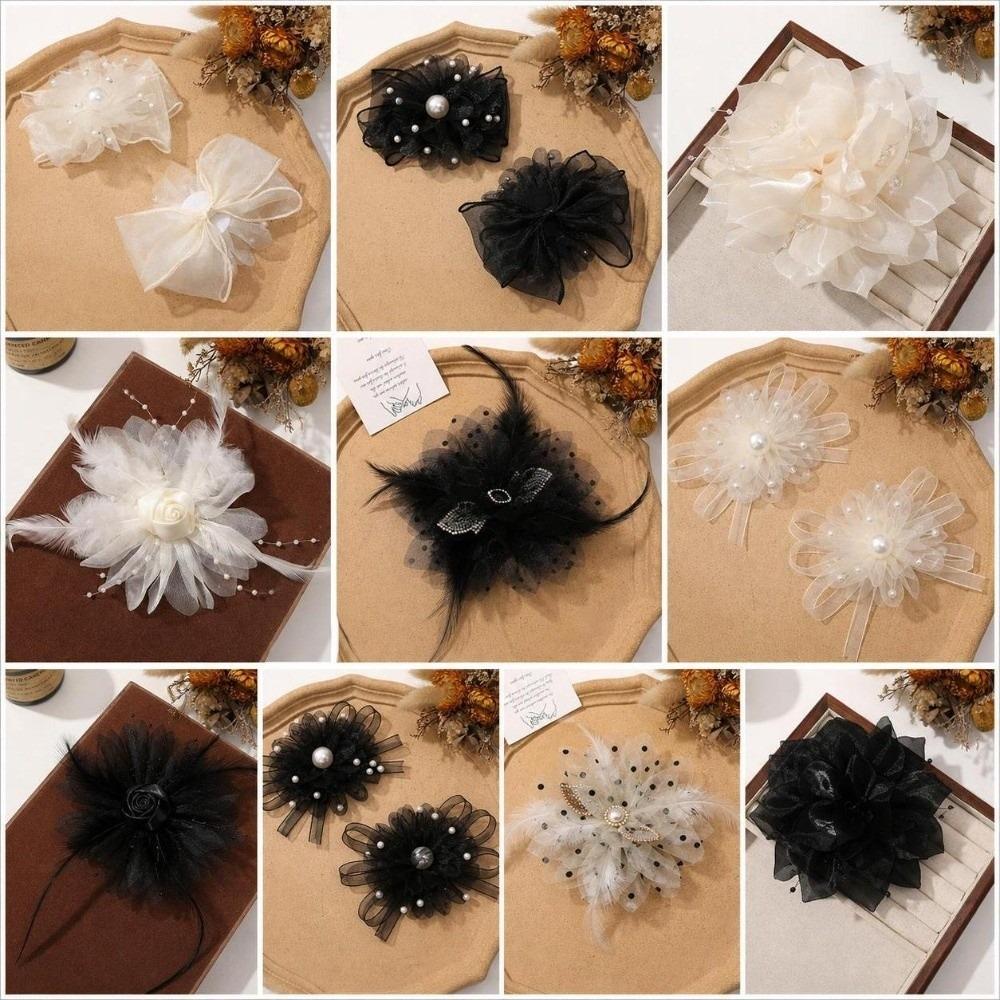 Multi Use Design Pearl Feather Hair Accessory Floral Clothing Accessory For Dress Decor