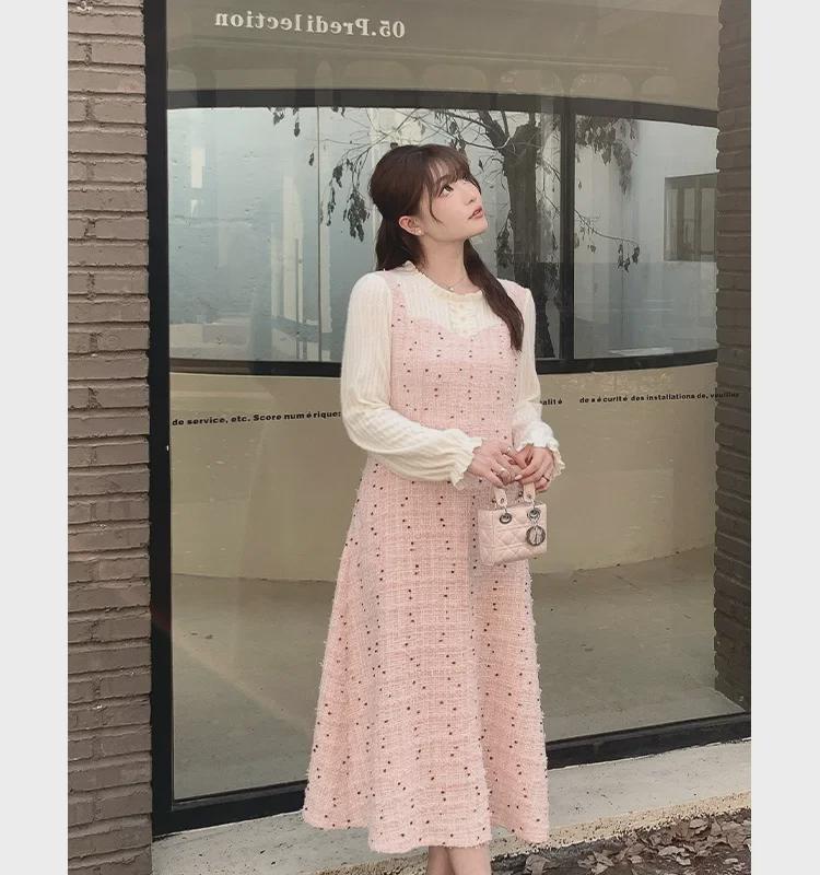 French Style High Waist Slim Qianjin Dress - Plus Size Spring Two-Piece Look