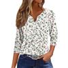 Women's T Shirt Tee Print Button 3/4 Sleeve Daily Weekend Fashion Basic V Neck Regular Top