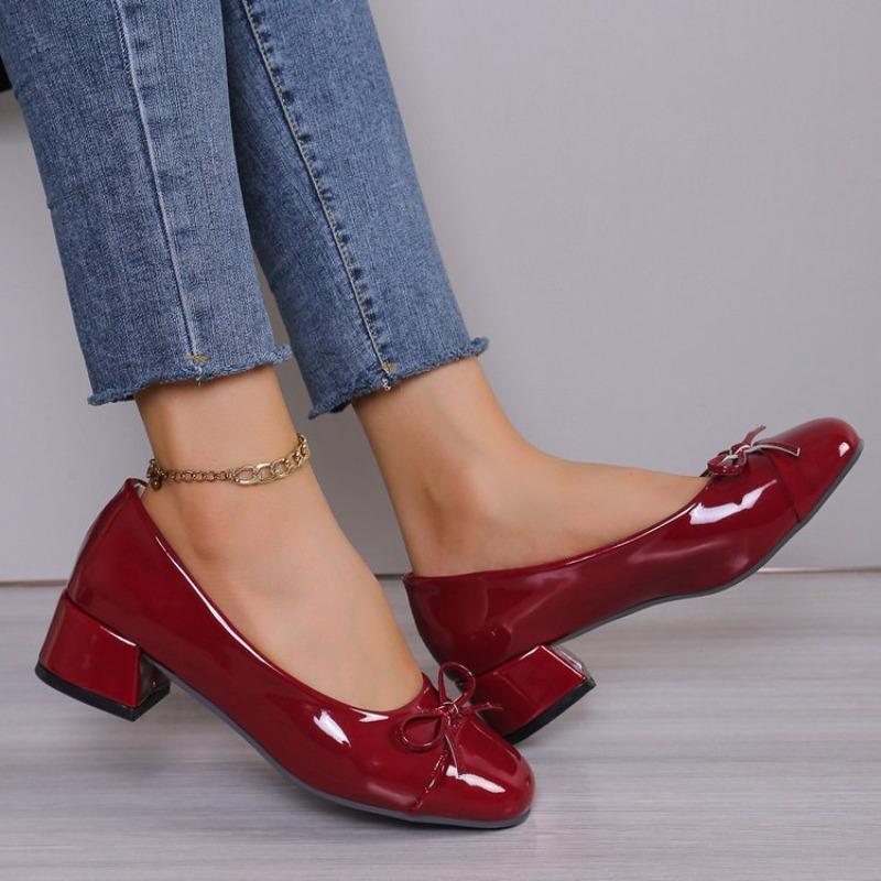 Luxus Damenschuhe Mary Jane Mode Damen Pumps Runde Spitze Schleife Ballett Hohe Absätze Plateau Büroschuhe Zapatos De Mujer