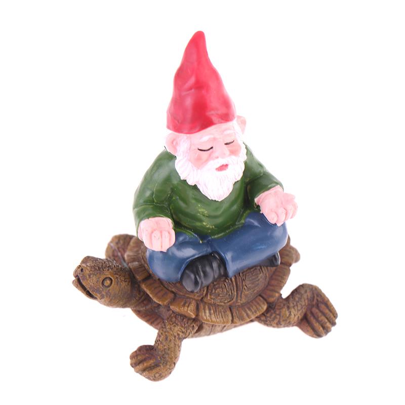 Gartenzwerg Figur Lustiger Zwerg Sitzt Auf Schildkröte Statue Zwerg Ornament