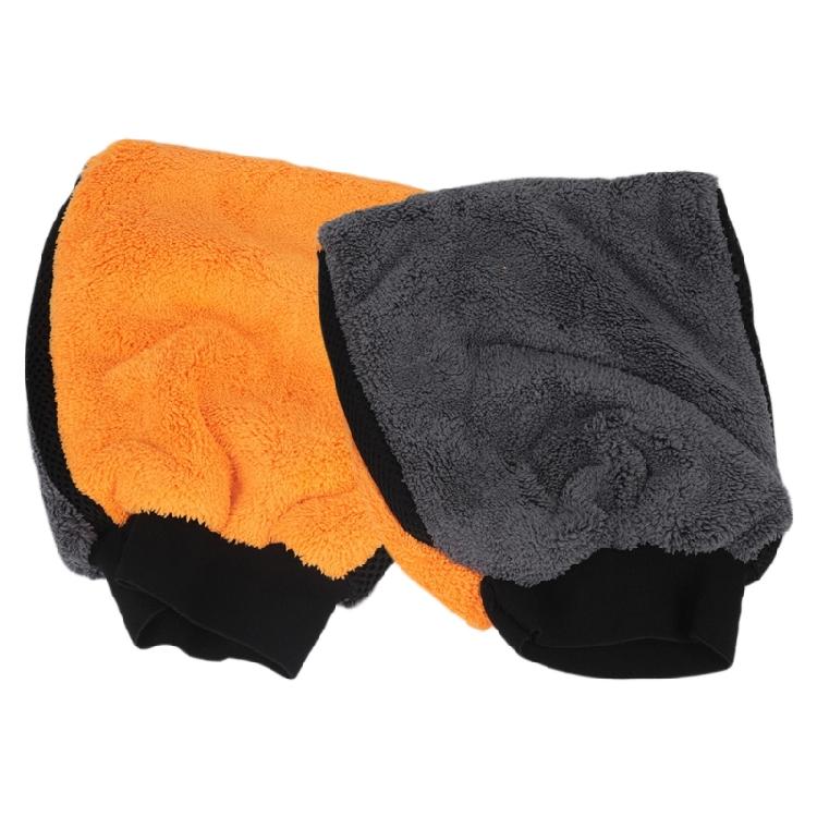 Vehicle Cleaning Mitt Pair with Double-Sided Soft Fleece Texture and Elastic Cuff for Wet Dry Washing and Household Wiping