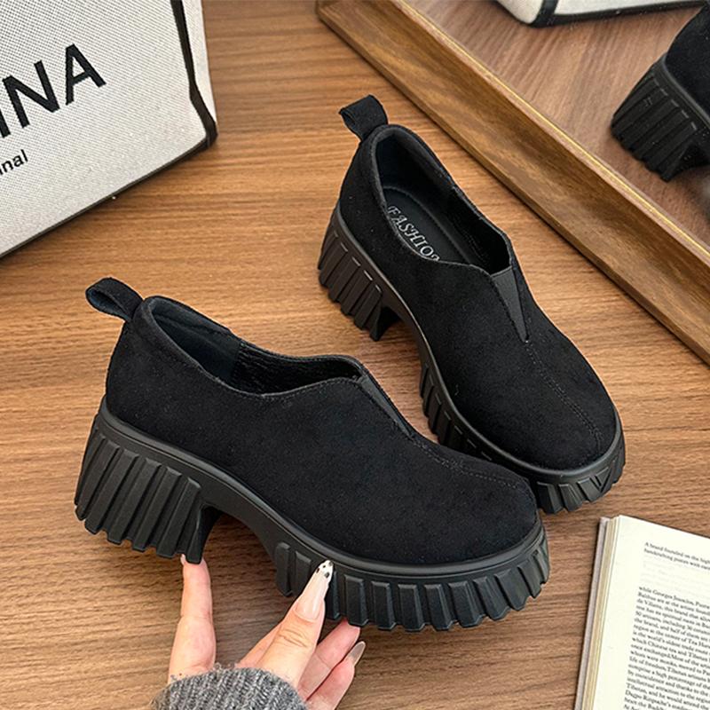 Туфли лоферы для женщин на высоком каблуке замшевые дизайнерские туфли новая осенняя спортивная обувь для ходьбы удобные трендовые туфли-лодочки Mujer Zapatos 39 3800₽