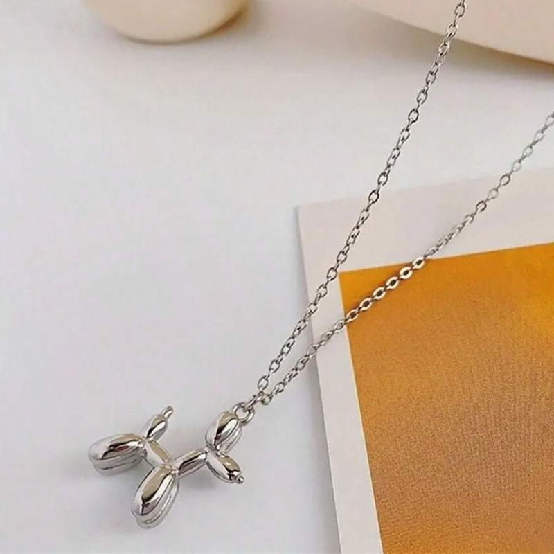 Silver Color Cute Animal Balloon Dog Necklaces Creative Pendant Clavicle Chain Necklace Ladies Girl Jewelry Dropshipping