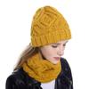 Damen-Herbst-Winter-Wollmütze, Diamant-Plaid, weiche, grobe Strickmütze