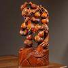 Karin Wood Carved "Five Blessings" Gourd Ornament - Chinese Root Carving Decoration, Ideal for Opening Ceremonies or Housewarming Gifts