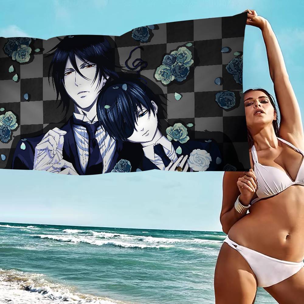 Manga Series Black Butlers Microfiber Printed Beach Towel Mountain Climbing Yoga Beach Swimming Running Absorbent Soft Towel