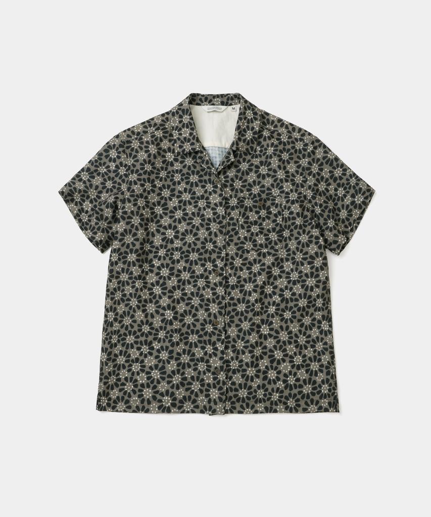 UNIFORM BRIDGE Flower Pattern S/S Shirt(Women) Olive