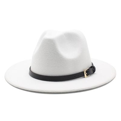 Hat Men'S And Women'S Jazz Hat British Retro Belt White Top Hat Wool Gentleman'S Hat