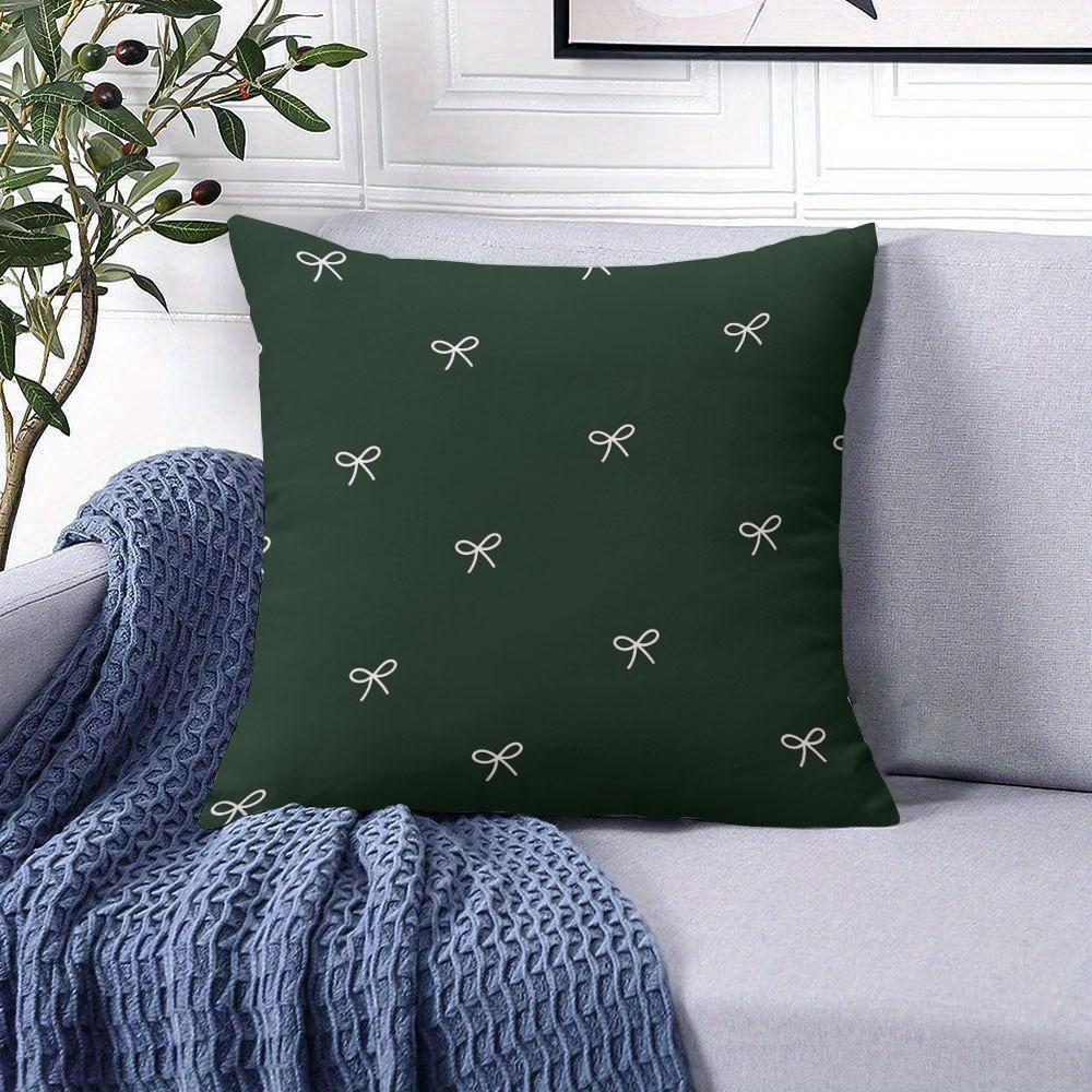 Green Bow square Jacquard Pillow Cover for Sofa Office Waist Cushion Cover Home Decorative Pillowcase
