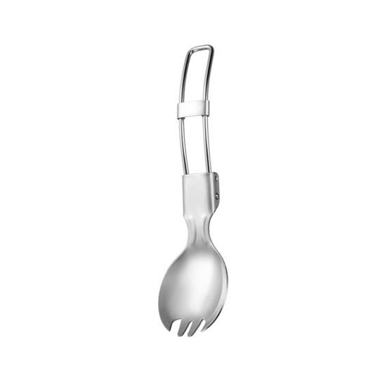 Stainless Steel Folding Spoon Fork Cutter Straw Brush Outdoor Camping Picnic Hiking Collapsible Cutlery Flatware Utensils