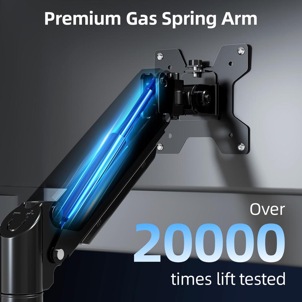 MOUNTUP Monitor Passend Zoll Gasfeder Gewicht LCD Monitorständer mit Klemme und Öse VESA Verstellarm, MU8013B-07, 13-32 Monitore, Bedienbar, 2-9kg