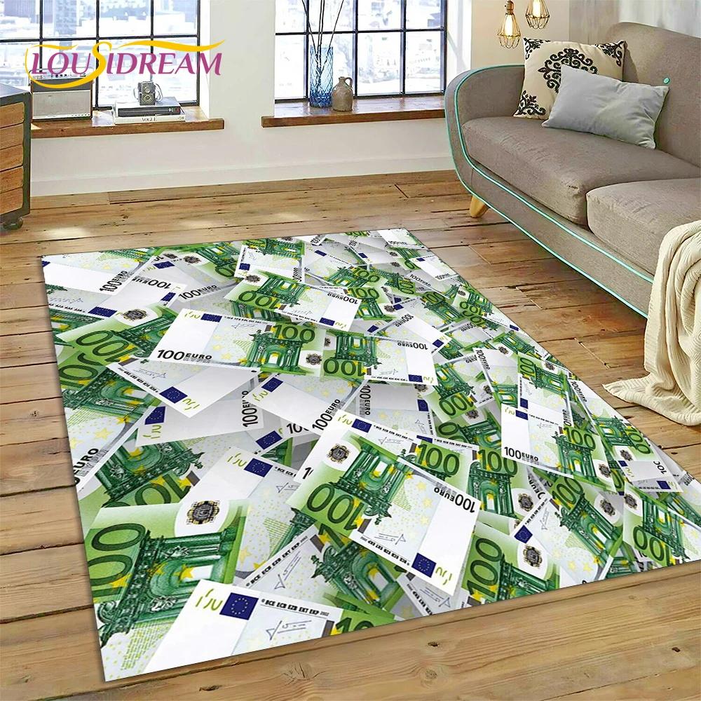 דולר אירו פאונד כסף עשיר שטיח אזור מצויר, שטיח שטיח לסלון ביתי חדר שינה ספה קישוט שטיחון כניסה, שטיח רצפה מונע החלקה לילדים