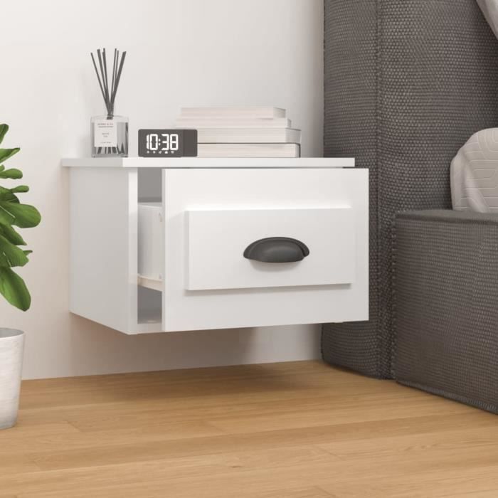 VidaXL Wall-mounted Bedside Table High Gloss White 41.5x36x28 Cm 816380