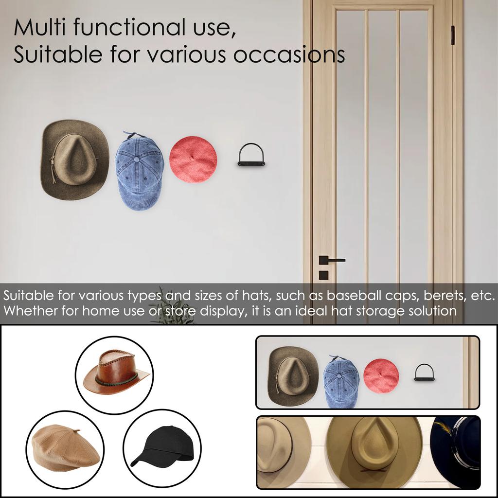 4 Pcs Hat Storage Rack Cowboy Hat Racks Wall-mounted Iron Cowboy Hats Holder Semicircular Hat Hook for Bedroom and Living Room