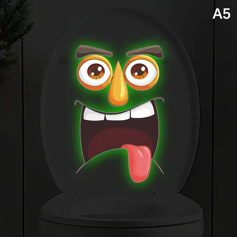 

Світловідбивні наклейки на унітаз Смішне обличчя , водонепроникні, знімні, самоклеючі ПВХ наклейки, декор для ванної кімнати, наклейки на стіну A5