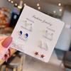 New small fresh one-week stud earrings set 1 pair combination Korean version sweet love bow fairy temperament earrings