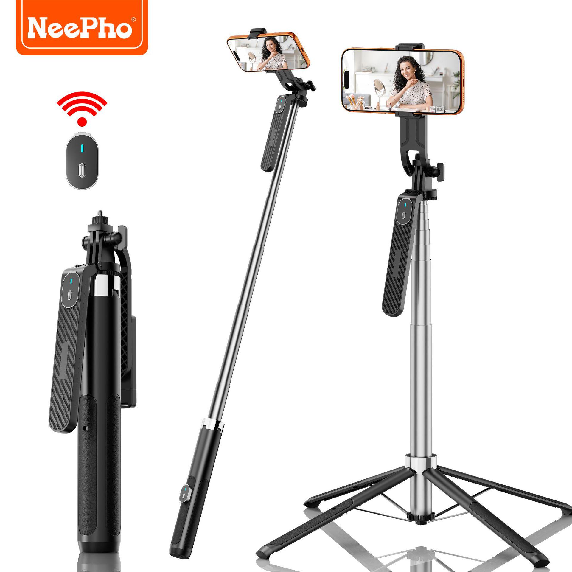 

NeePho P180 Stainless Steel Bluetooth Selfie Stick with 1.8m Integrated Stand for Live Streaming & Photography - Four-Legged Design