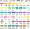 Shuttle Art Acryl Marker Penseel Fijne Punt Dubbel 48 Kleuren acrylverf geschikt voor gebruik op en Perfect voor handgemaakte DIY kunst en cadeau Pennen, & Pen, Set.