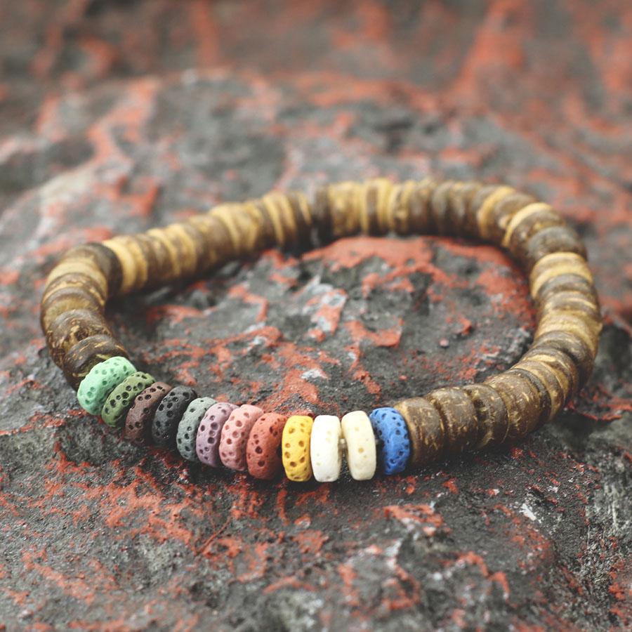 

New Natural Coconut Beads Bracelet Unisex Handmade Beach Leisure Pulseira White Howlite Braclet Chakra Hematite Healing Braslet