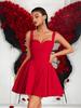 Elegant Red Open-Back Strappy Dress - Yuan Style for Parties & Evening Events