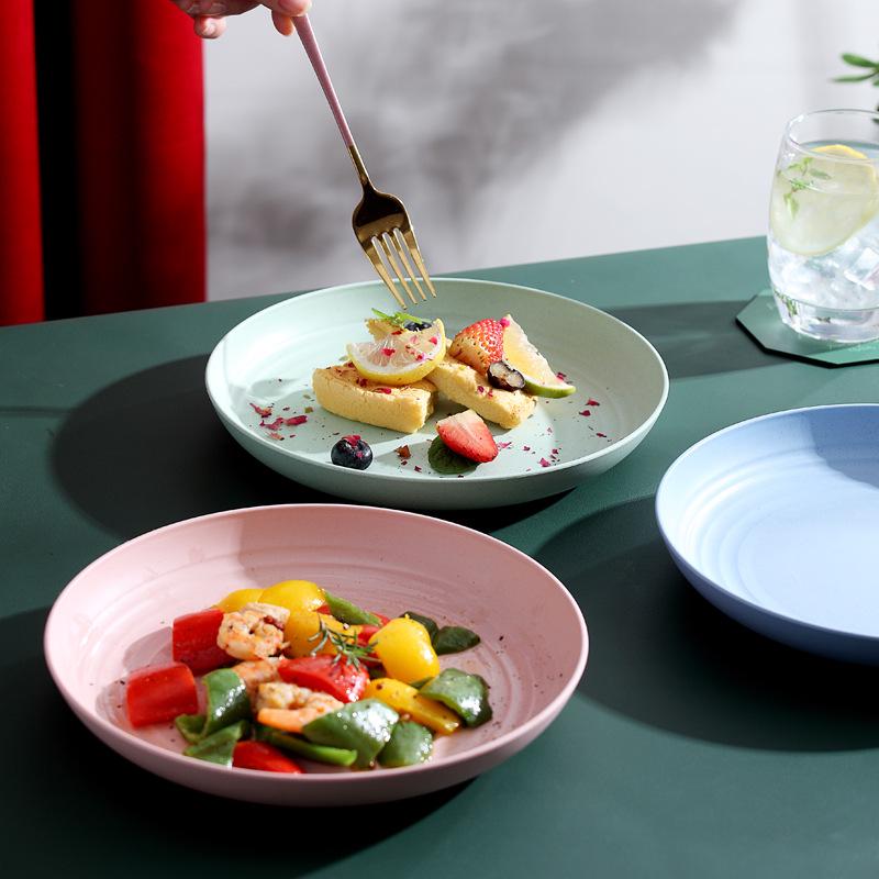 20cm Wheat Straw Round Plate - Durable Tableware for Home & Restaurant: Candy, Vegetable, Fruit, Dumplings.