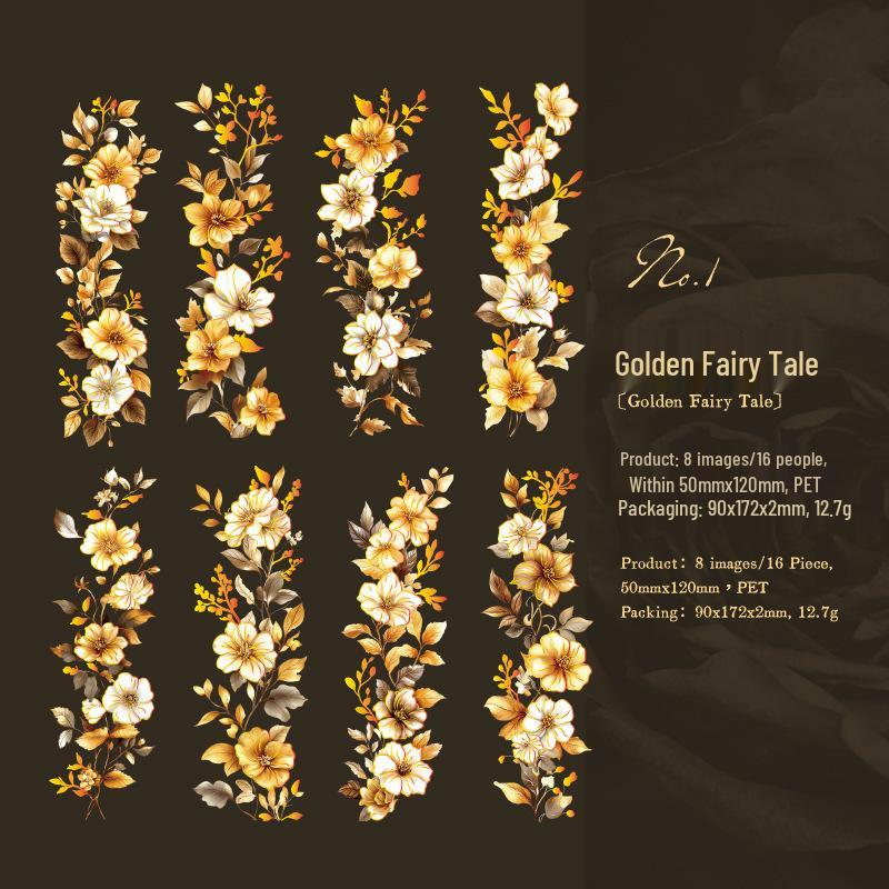 Yan Ji Flower Messenger Vintage Plant Stickers - 16 Pieces, 4 Styles