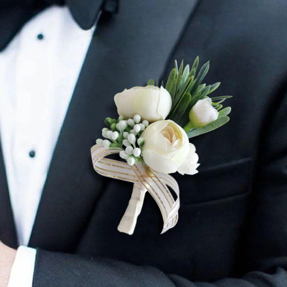 Simple Bridal Corsage Elegant Artificial Flower Bud Corsage For Wedding Birthday Bridal Décor