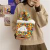 Winter New Plaid Handheld Fluffy Bag Girl Heart Cute Rabbit Female Storage Hand Carrying Cartoon Basket Bag
