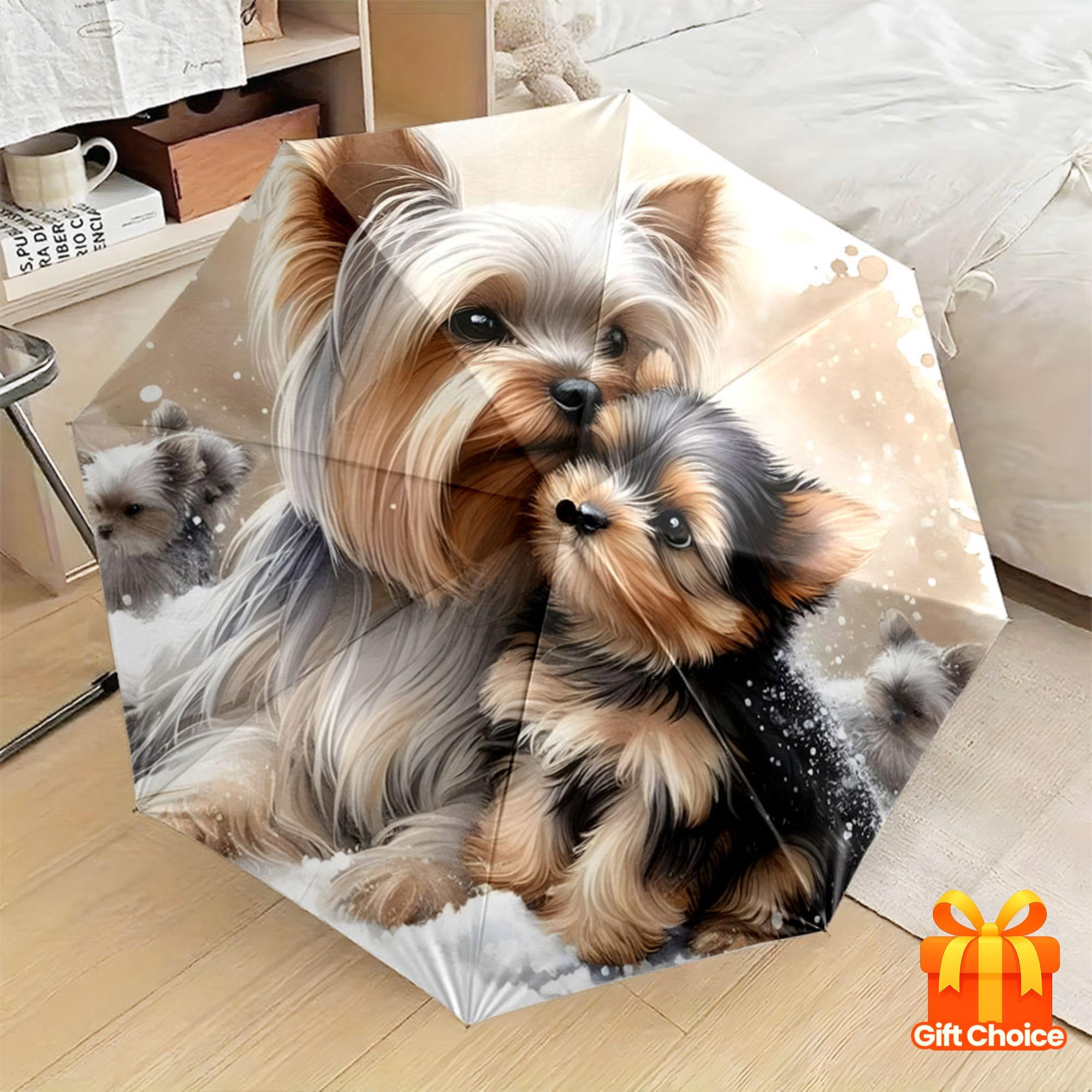 

Yorkshire Terriers Cuddling in Snowy Backdrop Folding Umbrella - Automatic Open Compact Portable Dog Lover Gift, 8-Rib Durable (as the picture,Iron&8K)