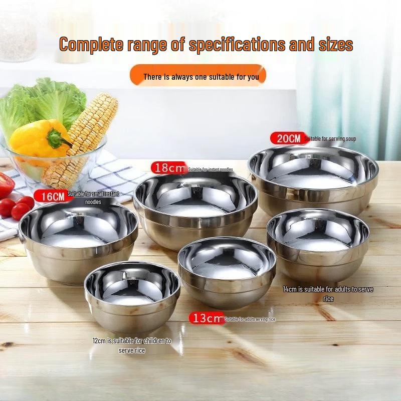 Double-Layer 304 Stainless Steel Insulated Soup Bowl