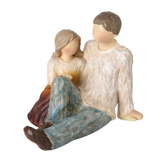 Resin Carving Family Figurine, Mother Father Son Daughter Statue, Hand-Painted Parents Kids Sculpture, Gift for Mother's Day Father's Day