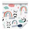 Panda Wallpaper with Rainbows In the Background for the Living Room and Bedroom 50x1000