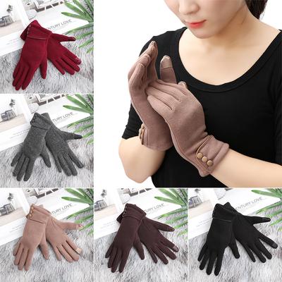 Women Winter Warm Windproof Touch Screen Gloves Plus Velvet Skiing Gloves Driving Mittens