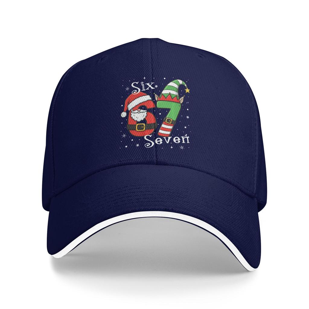 Summer Funny Six Seven 67 Meme 6 7 Elf Santa Christmas Pajamas Baseball Cap Tennis Skate Classic Design Sun Trucker Hat Women