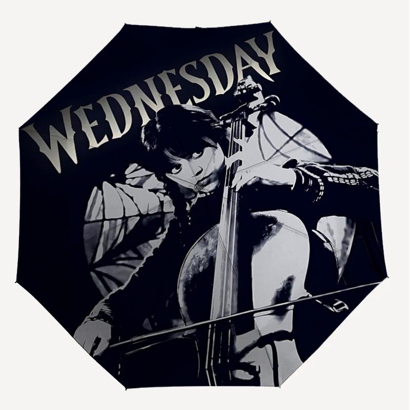 1PC Wednesday Wednesday Addams Umbrella-8-Rib Reinforced, Automatic Open, Lightweight & Durable, Cute Fashion Accessory for Outdoor-K1297