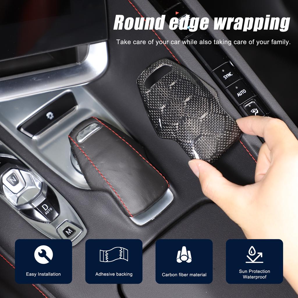 Honeycomb Real Carbon Fiber Console Mode Knob Trim Cover For C8 Corvette -25