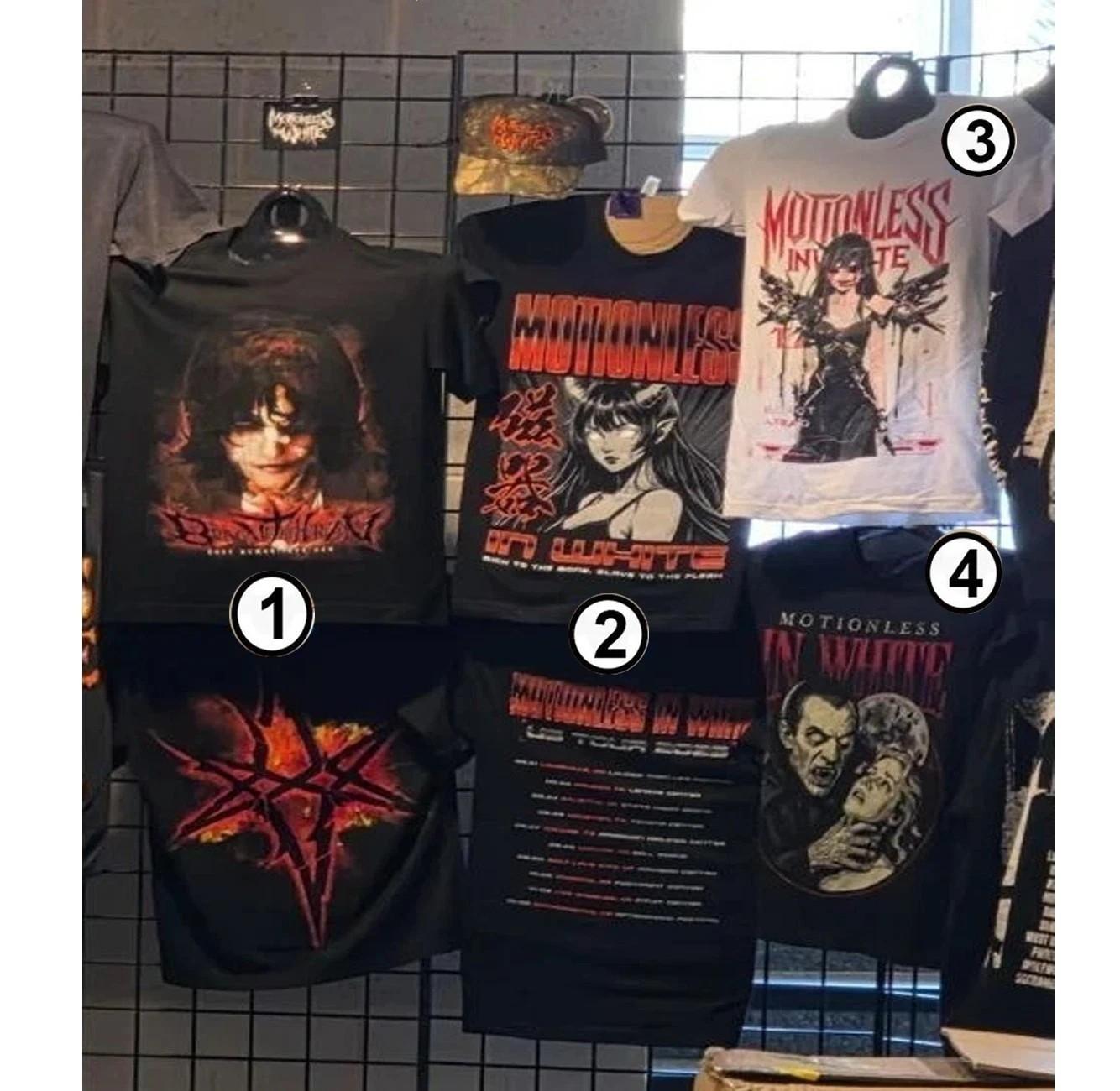 

Motionless In White Тур 2025 Футболка 100% Хлопок Мужские Футболки Топ Коллекция Стиль 1-4 Готическая Футболка Группы M