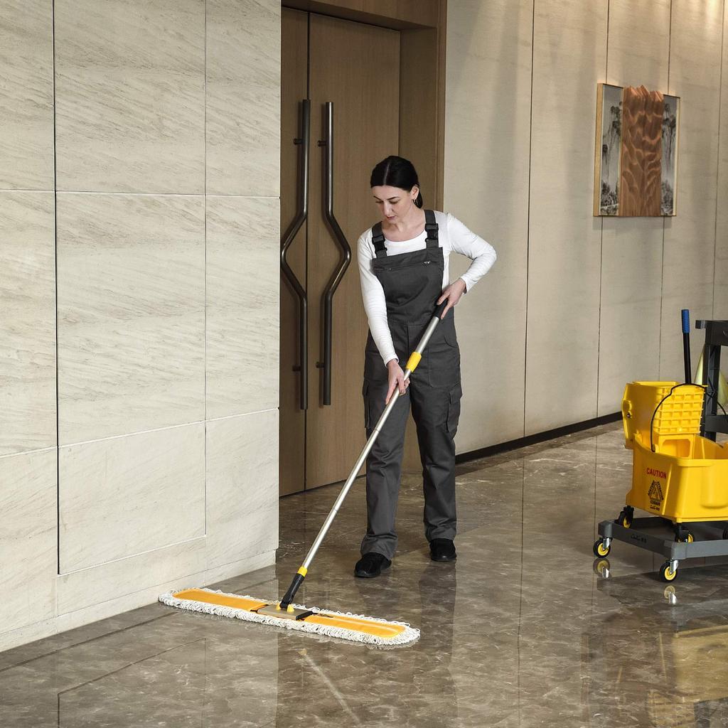 Cleanhome Commercial 90cm for Wet and Dry Dust and a Wide Range of Flooring and Gym Includes Two Replacement Microfiber Extends from 117cm To 143cm