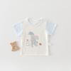 Summer Baby Cartoon Pure Cotton Short Sleeve T-shirt with Shoulder Opening