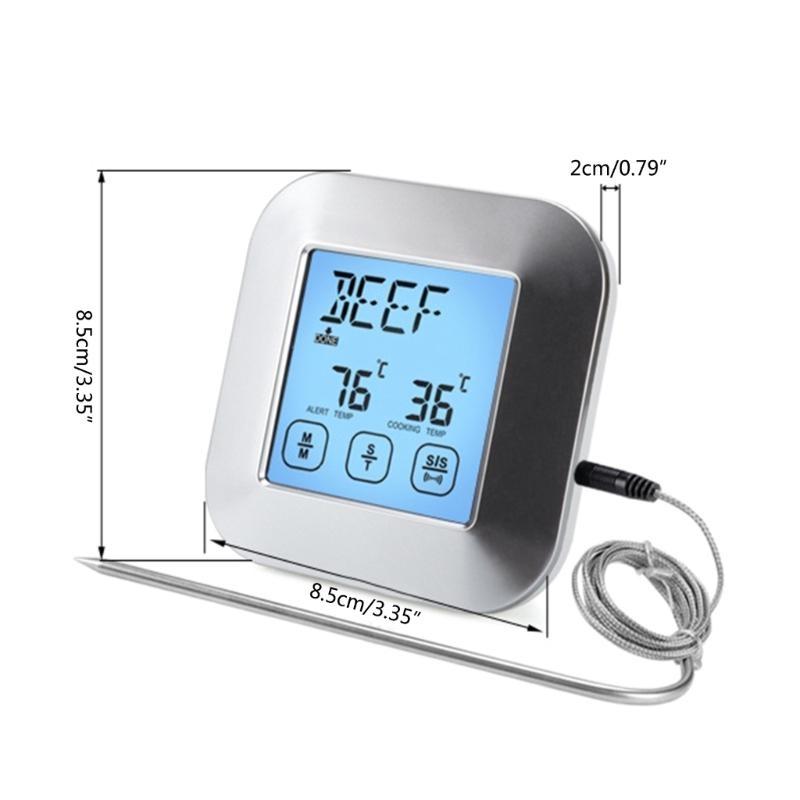 Digital Thermometer for Cooking Grilling BBQ Thermometer with LCD Backlight Stainless Steel Probe for Kitchen
