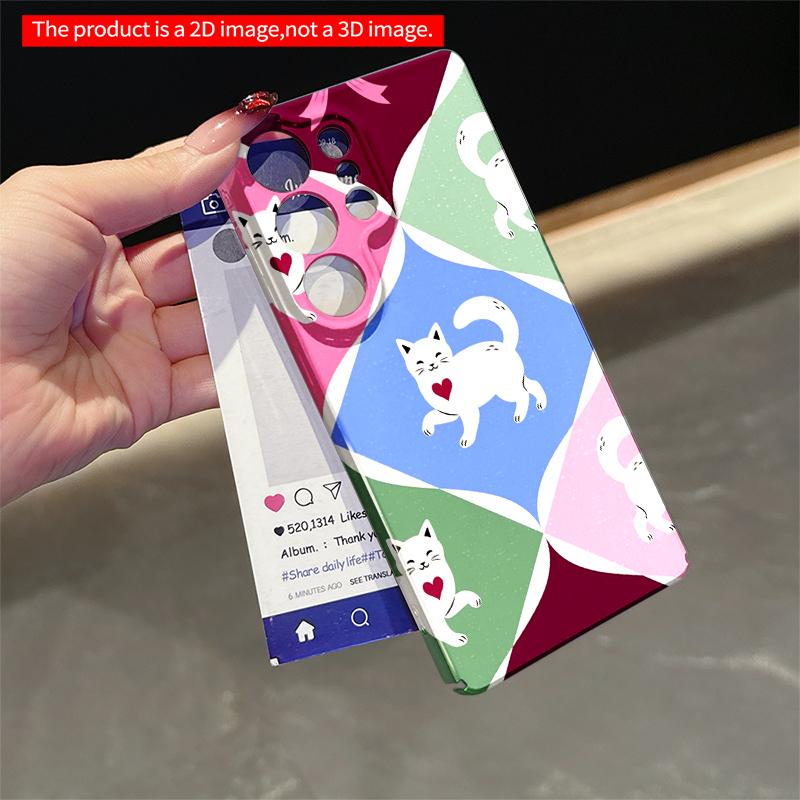 2DFlat Samsung phone case Cute Cat Heart Pattern Phone Case Applicable to Galaxy S22 S23 S24 S25ULTRA S26 A12 A13 A14 A15 A16