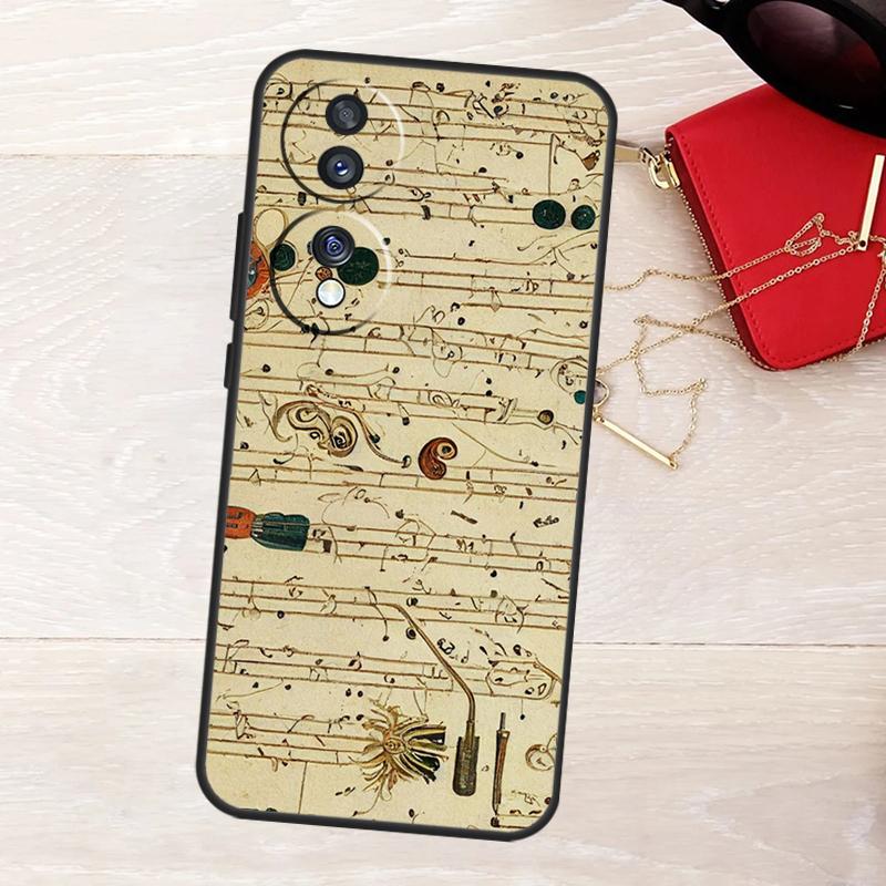 Music Score Musical Notes Case For Honor 400 Pro 200 50 70 90 X9a X9b X9c X9d X8a X8b X8c Magic 7 Lite 5 6 8 Pro Cover
